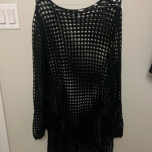 Black Mesh Knit Dress